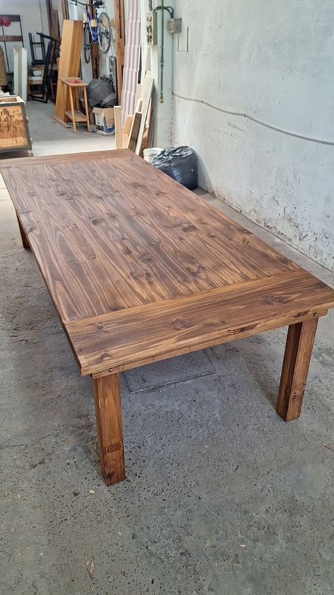 MESA ESTILO CAMPO TEÑIDA Y ENCERADA (SOLO MESA)