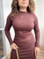 Vestido midi canelado - MARROM - Q Bonita 