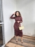 Vestido midi canelado - MARROM na internet