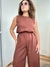 Macacão pantalona alfaiataria Elegance - MARROM - loja online