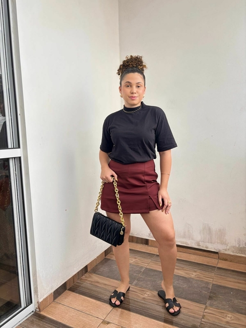 Shorts saia alfaiataria - MARROM - comprar online