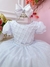 Vestido Infantil Branco Busto Nervura Florido C/ Pérolas Festas Tamanho:1;Cor:Branco (1196BF1) na internet