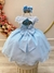 Vestido Infantil Azul C/ Renda e Aplique de Flores Borboletas Tamanho:3;Cor:Azul Claro (3562AB3)