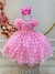 Vestido Infantil Rosa Tule C/ Bolinhas e Cinto de Pérolas Tamanho:12;Cor:Rosa (1738RC12)