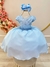 Vestido Infantil Azul Bebê Busto C/ Renda e Cinto Pérolas Tamanho:14;Cor:Azul Claro (0600AZ14) - comprar online