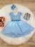 Vestido Infantil Azul Bebê Busto C/ Renda e Cinto Pérolas Tamanho:10;Cor:Azul Claro (0600AZ10)