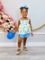 Conjunto Meninas Branco Florido C/ Short Azul Bebê e Pulseira Tamanho:8;cor:Branco (0107BC08)