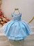 Vestido Infantil Frozen Princesas Capa de Luxo Aniversário Tamanho:2;Cor:Azul Claro (0726AG2)