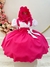 Vestido Infantil Pink Menina e o Urso C/ Lenço e Broche de Laço (1296PK)