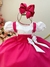 Vestido Infantil Pink Menina e o Urso C/ Lenço e Broche de Laço Tamanho:2 (1296PK2) - loja online