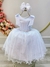 Vestido Infantil Branco C/ Pérolas e Saia Tule Glitter Tamanho:12;cor:Branco (2363BC12) - comprar online