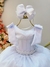 Vestido Infantil Branco C/ Pérolas e Saia Tule Glitter Tamanho:12;cor:Branco (2363BC12)