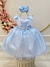 Vestido Infantil Azul Claro C/ Pérolas e Saia Tule Glitter Tamanho:6;cor:Azul Claro (2363AB6)