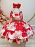 Vestido Infantil Vermelho Florido Luxo C/ Cinto de Pérolas Tamanho:3 (1748VR3) na internet