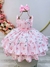 Vestido Infantil Rosa Bebê Flores Rosas C/ Cinto de Pérolas Tamanho:1 (1747RS1) - Sônia Vestidos Temáticos e Luxo