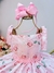Vestido Infantil Rosa Bebê Flores Rosas C/ Cinto de Pérolas (1747RS) - comprar online
