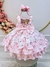 Vestido Infantil Rosa Bebê Flores Rosas C/ Cinto de Pérolas Tamanho:2 (1747RS2) - loja online