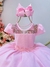 Vestido Infantil Rosa Bebê Maquinetado C/ Cinto de Pérolas Tamanho:16 (1746RS16)