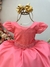 Vestido Infantil Goiaba Luxo C/ Busto e Cinto de Strass Tamanho:10 (7002GB10)