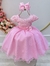 Vestido Infantil Rosa Luxo C/ Renda e Aplique Laço Tamanho:3 (7007RS3)