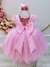 Vestido Infantil Rosa Luxo C/ Renda e Aplique Laço Tamanho:8 (7007RS08) - comprar online