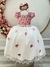 Vestido Infantil Rose Saia Off C/ Renda e Aplique Flores Tamanho:12 (4601RE12) - Sônia Vestidos Temáticos e Luxo