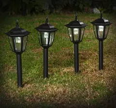 Pack X4 Estacas Farol Vintage Solar Led Deco Jardín Premium - comprar online