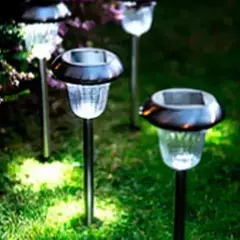 Pack X2 Farol Solar Led Jardín Estaca Acero Inox. Premium - comprar online