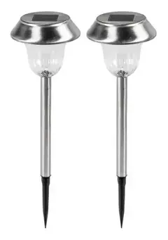 Pack X2 Farol Solar Led Jardín Estaca Acero Inox. Premium - tienda online
