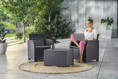 Set Juego De Jardín Balcón Bistro Rattan 3 Piezas Premium