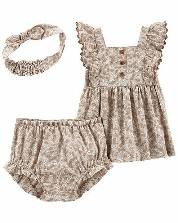 Conjunto Carters 3 peças verão - Bege floral (Nova coleção)
