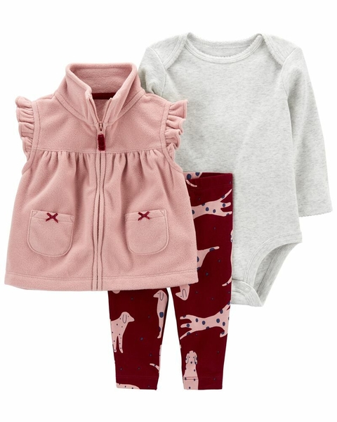 Conjunto Carters 3 peças inverno com colete - Cachorrinhos - comprar online