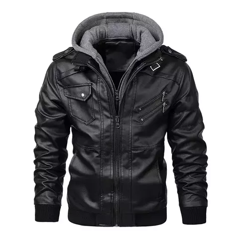 KB-Jaqueta Masculina de Couro PU, Casacos de Motociclista Casual, Roupas de Marc