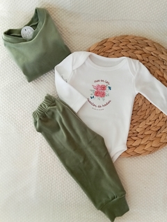 Buzo y pantalón Rubí plush verde militar