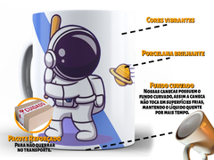 Caneca Astronauta Baseball 325ml Xícara Porcelana + Caixa Presente - Canecas Personalizadas - Caneca Rei