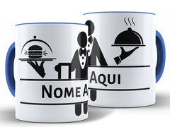 Caneca Garçom 325ml Xícara Porcelana + Caixa Presente