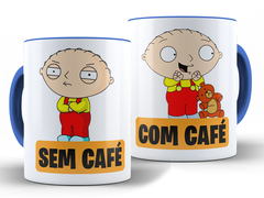 Caneca Stewie Com e Sem Café 325ml Porcelana + Caixa Presente
