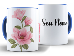 Caneca Flores 325ml Xícara Porcelana + Caixa Presente