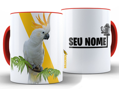 Caneca Cacatua Pássaros 325ml Xícara Porcelana + Caixa Presente - loja online