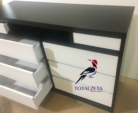 Cómoda 8 cajones con espacio para Módem color