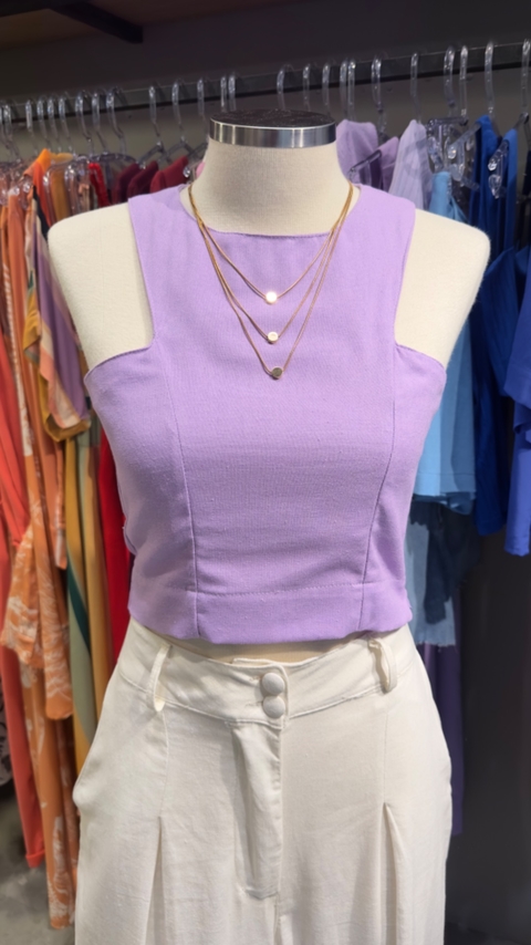 CROPPED QUADRADO LINHO - LAVANDA