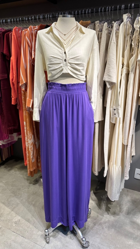 CALÇA PANTALONA CÓS PESPONTADO - ROXO