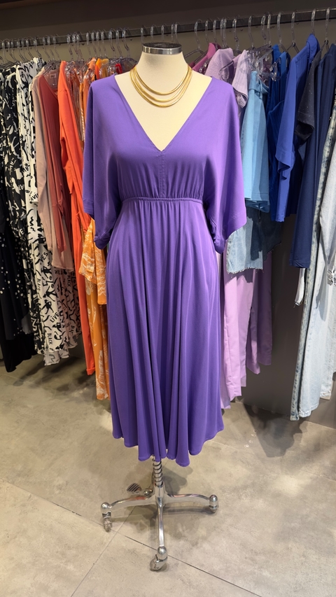 VESTIDO MIDI MORCEGO - ROXO