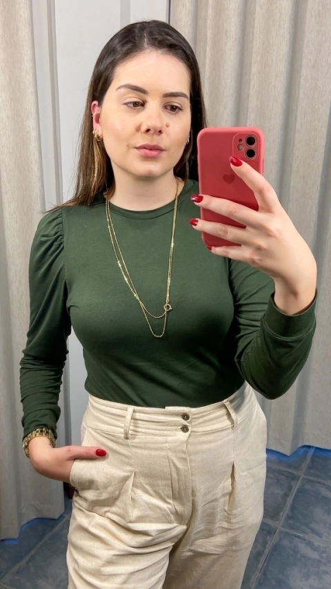 BLUSA MANGA LONGA PRINCESA - VERDE MILITAR