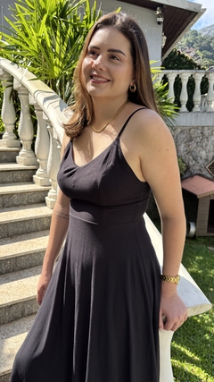 VESTIDO MIDI RETRÔ - PRETO - comprar online