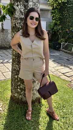 SHORT ALFAIATARIA LINHO COM ELASTANO - CRU - LAVIM