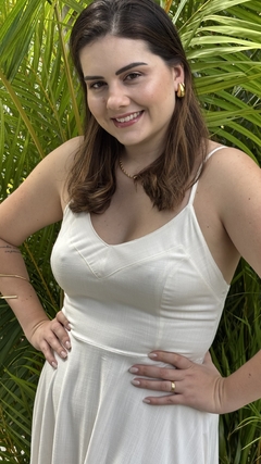 VESTIDO MIDI RETRÔ - OFF WHITE - comprar online