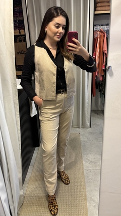 CALÇA ALFAIATARIA LINHO COM ELASTANO - CRU - comprar online