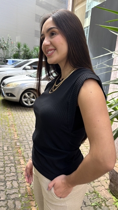 BLUSA CANELADA MUSCLE - PRETO na internet