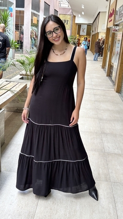 VESTIDO LONGO VIVO CONTRASTANTE - PRETO - comprar online
